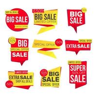 Sale Banner Set Vector. Website Stickers, Color Web Page Design. Up To 50 Percent Off Badges. Isolated Illustration vector