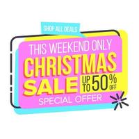 Christmas Sale Sticker Vector. Website Stickers, Color Web Page Design. Promotion Tag. Isolated Illustration vector