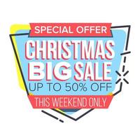 Christmas Sale Sticker Vector. Up To 50 Percent Off Badges. Cheap Sign. Isolated Illustration vector