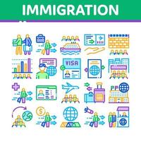 conjunto de iconos de colección de refugiados de inmigración vector