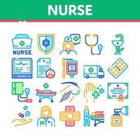 Nurse Medical Aid Collection Icons Set Vector