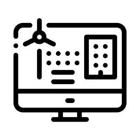 windmill computer control icon vector outline illustration