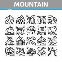 Mountain Landscape Collection Icons Set Vector