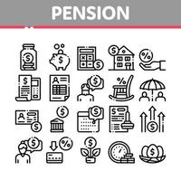 conjunto de iconos de colección de jubilación de pensiones vector