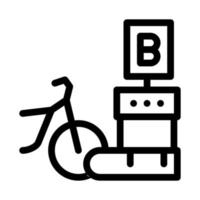 ilustración de contorno de vector de icono de servicios de uso compartido de bicicletas de punto de entrega