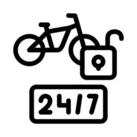 Ilustración de contorno de vector de icono de servicios de bicicletas compartidas las 24 horas