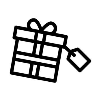 ilustración de contorno de vector de icono de etiqueta de cuadro esencial