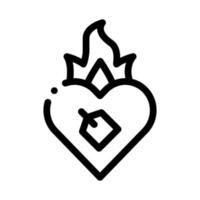 Burning Heart Icon Vector Outline Illustration