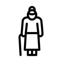 Old Woman Stick Icon Vector Outline Illustration