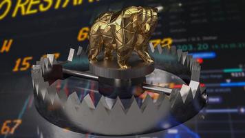 The gold bear on trap for business concept 3d rendering photo