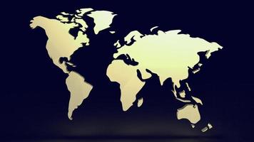 el mapa del mundo dorado para la educación o el concepto de negocio 3d renderizado foto