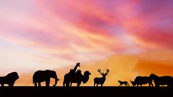 The wild life silhouette in twilight sky 3d rendering photo