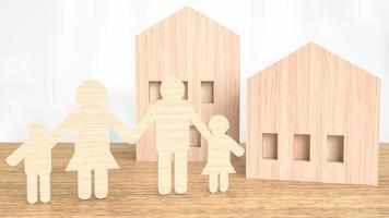 The home wood toy on table for property or real estate business 3d rendering. photo