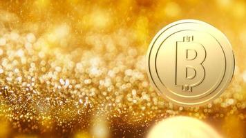 el bitcoin de oro en el fondo del bokeh para la representación 3d del concepto de negocio foto