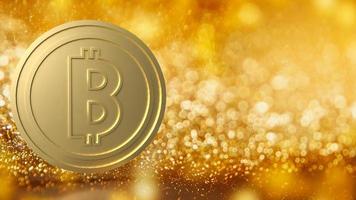 el bitcoin de oro en el fondo del bokeh para la representación 3d del concepto de negocio foto