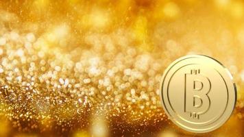 el bitcoin de oro en el fondo del bokeh para la representación 3d del concepto de negocio foto