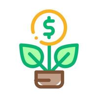 Plant Grow Coin Icon Vector Outline Illustration