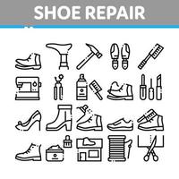 conjunto de iconos de colección de equipos de reparación de calzado vector
