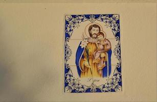 Image of Saint Joseph on a tile photo