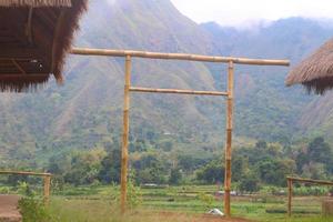 View of the Sembalun village of Lombok, Mount Rinjani, the hills of Sembalun Lombok photo
