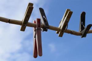 Clothespins on a wire photo