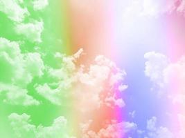 beauty sweet pastel green red  colorful with fluffy clouds on sky. multi color rainbow image. abstract fantasy growing light photo