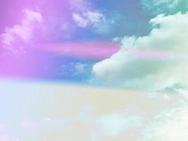 beauty sweet pastel blue violet colorful with fluffy clouds on sky. multi color rainbow image. abstract fantasy growing light photo