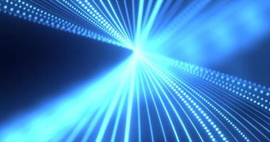 Abstract blue waves from lines and dots of particles of glowing swirling futuristic hi-tech with blur effect on a dark background. Abstract background photo