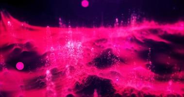 Abstract red futuristic landscape of particles and dots of energetic magic with glow and blur effect, abstract background photo