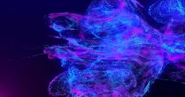 Abstract fluid explosion iridescent blue and purple waves glowing with blur effect and energy magical bokeh on dark blue background. Abstract background photo