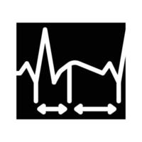 diástole, análisis de sistal y cardiograma glifo icono vector ilustración