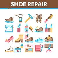 Shoe Repair Equipment Collection Icons Set Vector