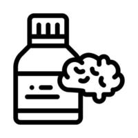 Bottle Pills Brain Icon Vector Outline Illustration