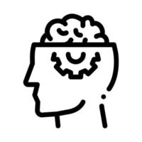 Human Brain Gear Icon Vector Outline Illustration