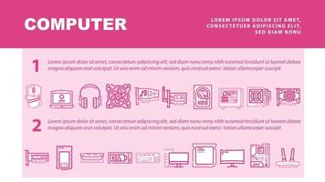 vector de encabezado de aterrizaje de accesorios y piezas de computadora