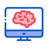 Brain On Display Icon Vector Outline Illustration