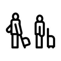 pasajeros con icono de equipaje vector de línea delgada