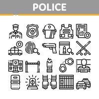 Police Department Collection Icons Set Vector