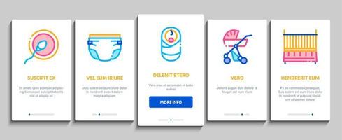 Baby Clothes And Tools Onboarding Elements Icons Set Vector