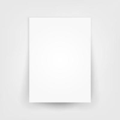 Blank white 3d Paper Canvas Vector. Empty Paper Sheet Illustration With Shadow