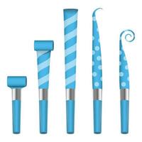 Party Horn Blower Vector. Blue Party Blower Sign. Isolated Illustration vector