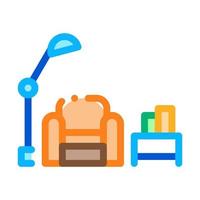 Reading Place with Lamp Icon Vector Outline Illustration