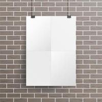 White Blank Paper Wall Poster Mock up Template Vector. Realistic Illustration. Template Frame Design vector