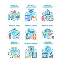 Medical Engineering Set Icons Vector Illustrations