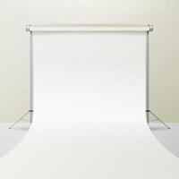 Photo Studio Vector. Empty White Canvas Background. Realistic Professional Photographer Apartment Illustration. vector