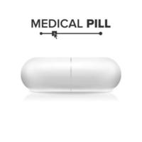 Capsule Pill Vector. Tablet, Pharmaceutical Antibiotic. Isolated Illustration