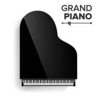 vector de piano de cola. vista superior de piano de cola negro realista. ilustración aislada. instrumento musical.