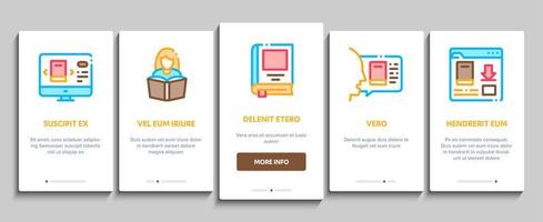 Reading Library Book Onboarding Elements Icons Set Vector