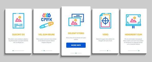 Polygraphy Printing Service Onboarding Elements Icons Set Vector