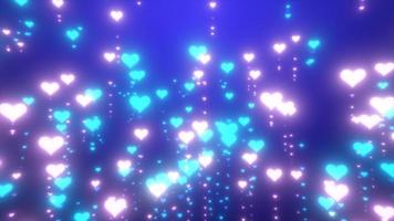 Abstract bright glowing festive blue and pink glamorous hearts for Valentine's Day, abstract background. Video 4k, motion design